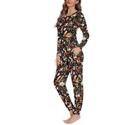Printpub Cute Graphic Pajamas Set for Women Cozy Casual Pajamas Fall Winter Long Sleeve Pajamas Set, Mushroom B, L