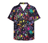 Printpub Graffiti Design Men's Casual Short Sleeve ShirtsSize S Summer Tops Men Shirt Regular Fit with Loose Hemline