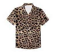 Printpub Leopard Hawaiian Short Sleeve Button-Down Shirt for Men 2XS-5XL
