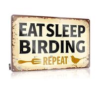 Prints, Decoration Campers Warning Eats Sleep Birding Repeat. | Rustic Nostalgic Wall Art(20X30CM)