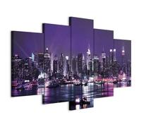 Prints on Canvas - Canvas Wall Art 100x50 cm / 40"x20" 5 pcs Large Canvas Prints XXL - Art Deco Pictures for Bedroom Walls - Home Decor Wall Pictures for Living Room city new york NYC d-A-0022-b-o
