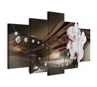 Prints on Canvas - Canvas Wall Art 100x50 cm / 40"x20" 5 pcs Large Canvas Prints XXL - Art Deco Pictures for Bedroom Walls - Home Decor Wall Pictures for Living Room orchid flowers b-A-0097-b-n
