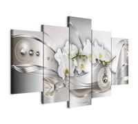 Prints on Canvas - Canvas Wall Art 100x50 cm / 40"x20" 5 pcs Large Canvas Prints XXL - Art Deco Pictures for Bedroom Walls - Home Decor Wall Pictures for Living Room orchid Abstract b-A-0073-b-n