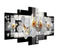 Prints on Canvas - Canvas Wall Art 100x50 cm / 40"x20" 5 pcs Large Canvas Prints XXL - Art Deco Pictures for Bedroom Walls - Home Decor Wall Pictures for Living Room flowers orchid b-A-0099-b-n