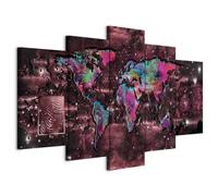 Prints on Canvas - Canvas Wall Art 100x50 cm / 40"x20" 5 pcs Large Canvas Prints XXL - Art Deco Pictures for Bedroom Walls - Home Decor Wall Pictures for Living Room world map k-A-0080-b-o