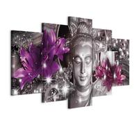 Prints on Canvas - Canvas Wall Art 100x50 cm / 40"x20" 5 pcs Large Canvas Prints XXL - Art Deco Pictures for Bedroom Walls - Home Decor Wall Pictures buddha flowers diamond h-C-0029-b-o