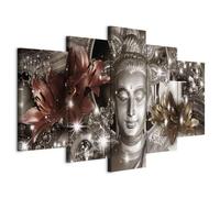 Prints on Canvas - Canvas Wall Art 100x50 cm / 40"x20" 5 pcs Large Canvas Prints XXL - Art Deco Pictures for Bedroom Walls - Home Decor Wall Pictures buddha flowers diamond h-C-0029-b-p