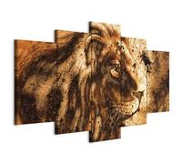 Prints on Canvas - Canvas Wall Art 100x50 cm / 40"x20" 5 pcs Large Canvas Prints XXL - Art Deco Pictures for Bedroom Walls - Home Decor Wall Pictures for Living Room lion g-B-0026-b-p