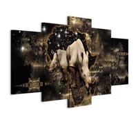 Prints on Canvas - Canvas Wall Art 100x50 cm / 40"x20" 5 pcs Large Canvas Prints XXL - Art Deco Pictures for Bedroom Walls - Home Decor Wall Pictures for Living Room Animal elephant lion g-A-0011-b-p