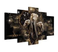 Prints on Canvas - Canvas Wall Art 100x50 cm / 40"x20" 5 pcs Large Canvas Prints XXL - Art Deco Pictures for Bedroom Walls - Home Decor Wall Pictures for Living Room Animal elephant lion g-A-0011-b-n