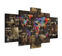 Prints on Canvas - Canvas Wall Art 100x50 cm/40"x20" 5 pieces - Non-woven Canvas Prints Image Framed Artwork Painting Picture Photo Home Decoration - world map k-A-0080-b-n