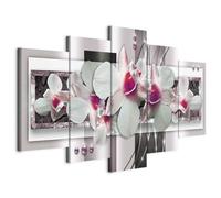Prints on Canvas - Canvas Wall Art 100x50 cm/40"x20" 5 pieces - Non-woven Canvas Prints Image Framed Artwork Painting Picture Photo Home Decoration - Abstract flowers orchid b-A-0042-b-o