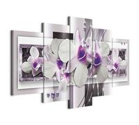 Prints on Canvas - Canvas Wall Art 100x50 cm/40"x20" 5 pieces - Non-woven Canvas Prints Image Framed Artwork Painting Picture Photo Home Decoration - Abstract flowers orchid b-A-0042-b-p