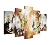 Prints on Canvas - Canvas Wall Art 100x50 cm/40"x20" 5 pieces - Non-woven Canvas Prints Image Framed Artwork Painting Picture Photo Home Decoration - orchid pearls diamond b-A-0257-b-o