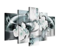 Prints on Canvas - Canvas Wall Art 100x50 cm/40"x20" 5 pieces - Non-woven Canvas Prints Image Framed Artwork Painting Picture Photo Home Decoration - Abstract flowers orchid b-A-0163-b-o