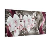 Prints on Canvas - Canvas Wall Art 120x40 cm / 47"x16" 1 piece Large Canvas Prints XXL - Art Deco Pictures for Bedroom Walls - Home Decor Wall Pictures for Living Room flowers orchids b-C-0042-b-b
