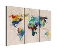 Prints on Canvas - Canvas Wall Art 120x80 cm/48"x32" 3 pcs. Large Canvas Prints XXL - Art Deco Pictures for Bedroom Walls - Home Decor Wall Pictures for Living Room world map 020113-79