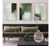 Prints on Canvas Painting Abstract Wall Art in Green And Golden Featuring Geometric Showcasing Contemporary For Room(60x90cm-3Pcs)