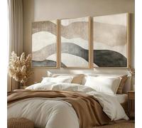 Prints On Canvas Painting Bohemian Style,Wall Decoration Neutral-Toned Art Black White And Beige Japanese(60x90cm-3Pcs)