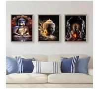 Prints on Canvas Painting HD Buddha Oil Paintings Statue Wall Art Photos for Living Room Modern Home Decor God Zen(30x50cm-3Pcs)