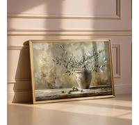 Prints On Canvas Painting Mediterranean Olive Branch Wall Art Neutral Still Life Rustic Kitchen Decor Tree Botanical(50x75CM/internal frame)