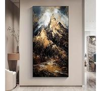 Prints On Canvas Painting Modern Abstract Black And Golden Mountains Art Print, Retro Color Wall Poster Home Decoration(30x60cm)