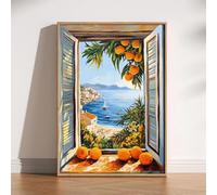 Prints on Canvas Painting Open Window Henri Matisse Print Patio Doors Italy Mediterranean Lake Como Office Home Decoration(50x75cm)