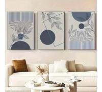 Prints on Canvas Painting Print Home Decor Bohemian Style Modern Geometric Line Art with Blue Plants Wall For Room(60x90cm-3Pcs)
