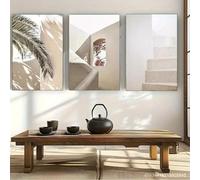 Prints on Canvas Painting Stylish Wall Art with Palm Trees & Stairs for Living Room Bedroom Home interior Decoration 30x50cm-3Pcs Frameless