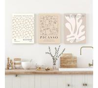 Prints on Canvas Painting Wall Art Canvas Prints for Bedroom Neutral Art Beige Alphabet Print Simple Floral Abstract Art 50x75cm-3Pcs Frameless