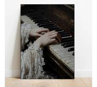 Prints on Canvas Painting Wall Art Picture for Living Room Home Decor Victorian Women Playing The Piano Ball Black Posters 30x45cm Frameless