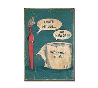 Prints On Canvas Pictures I Hate My Jobs Funny Toothbrush And Toilet Canvas Wall Art Painting Modern Bathroom Decor Poster And Print 29.7x42cm Frameless