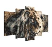 Prints on Canvas Wall Art 200x100 cm / 80"x40" 5 pcs Large Canvas Prints XXL - Art Deco Pictures for Bedroom Walls - Home Decor Wall Pictures for Living Room lion g-B-0026-b-n