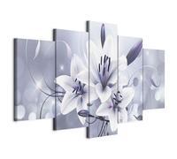 Prints on Canvas Wall Art 200x100 cm / 80"x40" 5 pcs Large Canvas Prints XXL - Art Deco Pictures for Bedroom Walls - Home Decor Wall Pictures for Living Room lilies flowers b-C-0041-b-o