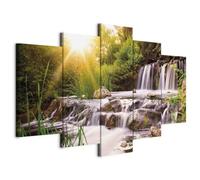 Prints on Canvas Wall Art 200x100 cm / 80"x40" 5 pcs Large Canvas Prints XXL - Art Deco Pictures for Bedroom Walls - Home Decor Wall Pictures for Living Room nature landscape waterfall c-C-0026-b-n