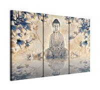 Prints on Canvas Wall Art Buddha 120x80 cm/48"x32" 3 pcs Large Canvas Prints XXL Art Deco Pictures for Bedroom Walls Home Decor Wall Pictures for Living Room Abstract Magnolias Blue 020113-241