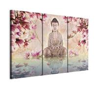 Prints on Canvas Wall Art Buddha 120x80 cm/48"x32" 3 pcs Large Canvas Prints XXL Art Deco Pictures for Bedroom Walls Home Decor Wall Pictures for Living Room Abstract Magnolias Pink 020113-240