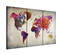 Prints on Canvas Wall Art World Map 120x80 cm/48"x32" 3 pcs Large Canvas Prints XXL Art Deco Pictures for Bedroom Walls Home Decor Wall Pictures for Living Room Continents Colorful k-C-0003-b-g
