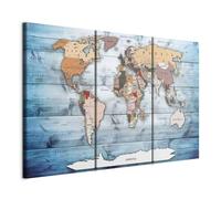 Prints on Canvas Wall Art World map 60x40 cm / 24"x16" 3 pcs Large Canvas Prints XXL - Art Deco Pictures for Bedroom Walls - Home Decor Wall Pictures for Living Room Maps International k-C-0035-b-h