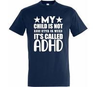 Printshirts ADHD Awareness T-Shirt | My Child is Not Rude Hyper or Weird It’s Called ADHD Neurodiversity Parent Gift Graphic Clothing for Adults (UK, Alpha, S, Regular, Regular, Navy)
