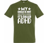 Printshirts ADHD Awareness T-Shirt | My Child is Not Rude Hyper or Weird It’s Called ADHD Neurodiversity Parent Gift Graphic Clothing for Adults (UK, Alpha, 3XL, Regular, Regular, Military Green)