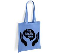 Printshirts ADHD Tote Bag - You Hold the Power Motivational Quote Design, Neurodiversity Awareness Reusable Eco Shoulder Bag, Positive Mental Health Shopping Tote (Sky Blue)