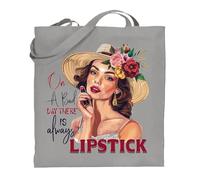 Printshirts Beauty Tote Bag - On a Bad Day There is Always Lipstick Design, Funny Makeup Lover Gift, Reusable Shopping Bag for Women, Stylish Fashion Accessory (Silver)