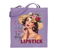 Printshirts Beauty Tote Bag - On a Bad Day There is Always Lipstick Design, Funny Makeup Lover Gift, Reusable Shopping Bag for Women, Stylish Fashion Accessory (Lavender)