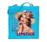 Printshirts Beauty Tote Bag - On a Bad Day There is Always Lipstick Design, Funny Makeup Lover Gift, Reusable Shopping Bag for Women, Stylish Fashion Accessory (Sapphire)