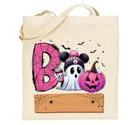 Printshirts Boo! Halloween Tote - Adorable Ghost & Cool Pumpkin Design, Reusable Cotton Bag for Sweets & Spooky Fun (Natural)