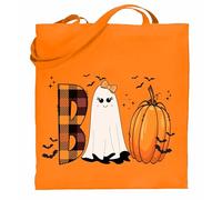 Printshirts Boo! Halloween Tote - Cute Ghost Bag for Trick or Treating, Reusable Cotton Tote for Kids & Spooky Season (Orange)