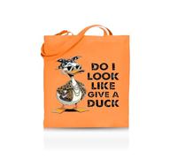 Printshirts Do I Look Like I Give A Duck Tote Bag - Funny Tote for Women & Men - 10 Colour Options - Sarcastic Reusable Canvas Shopper, Eco Gift with Attitude, Quirky Animal Slogan Bag (Orange)