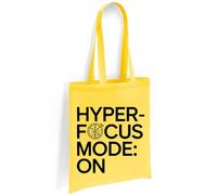 Printshirts Hyperfocus Mode On Tote Bag - ADHD Neurodiverse Pride Design - Humorous Eco Friendly Canvas Shopping Bag, Reusable Everyday Gift Idea (Yellow)