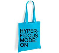 Printshirts Hyperfocus Mode On Tote Bag - ADHD Neurodiverse Pride Design - Humorous Eco Friendly Canvas Shopping Bag, Reusable Everyday Gift Idea (Sapphire)